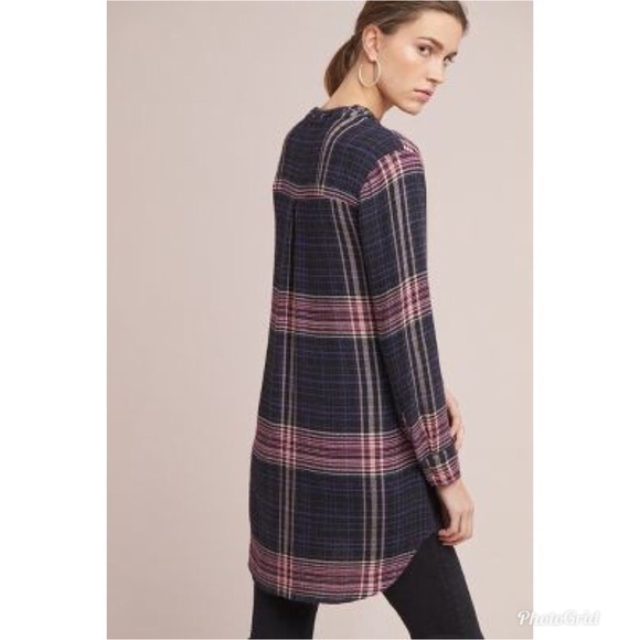 Cloth & Stone Versify Plaid Tunic Dress Top XS - Picture 4 of 10
